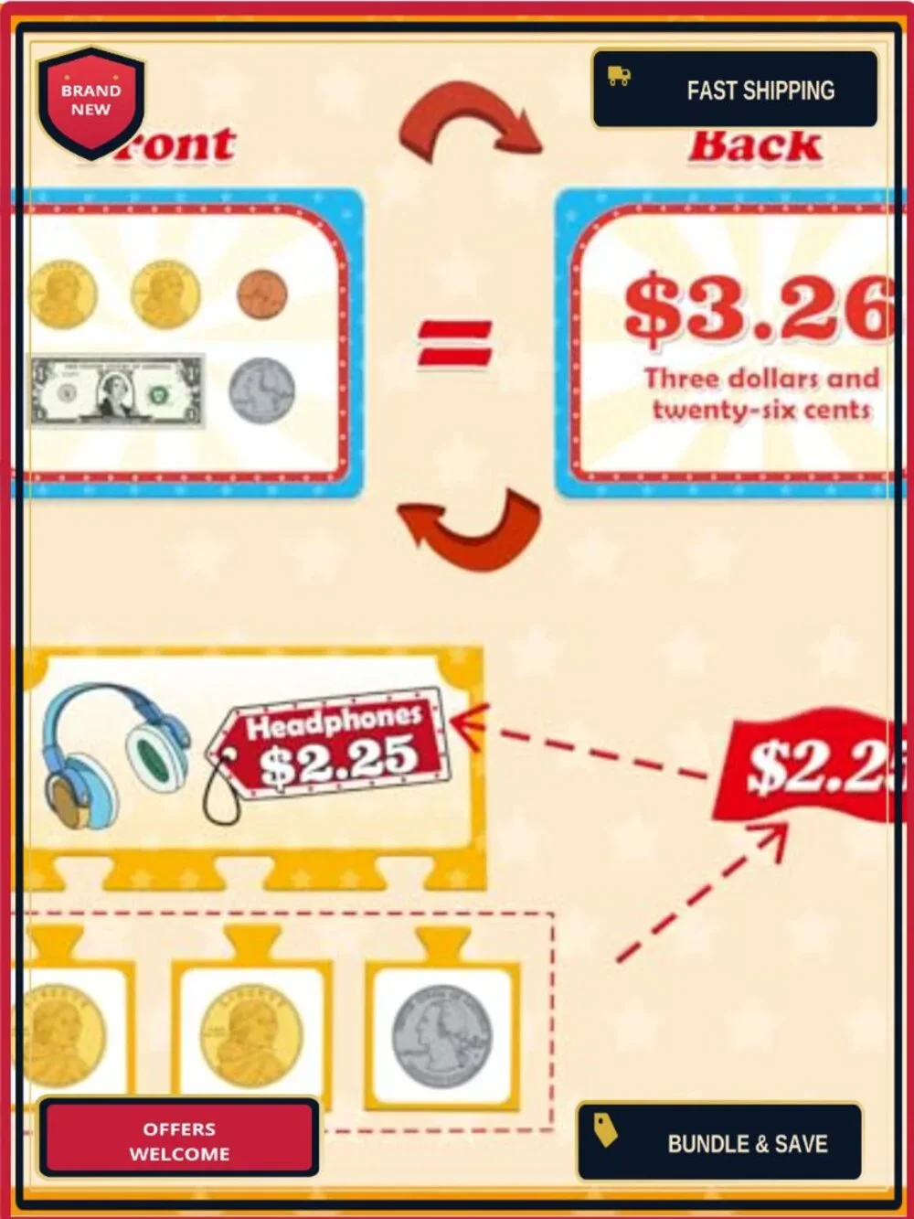 Kids Money Set - 140 PCS Play Bills & Coins, Math Manipulatives, Pretend Play,